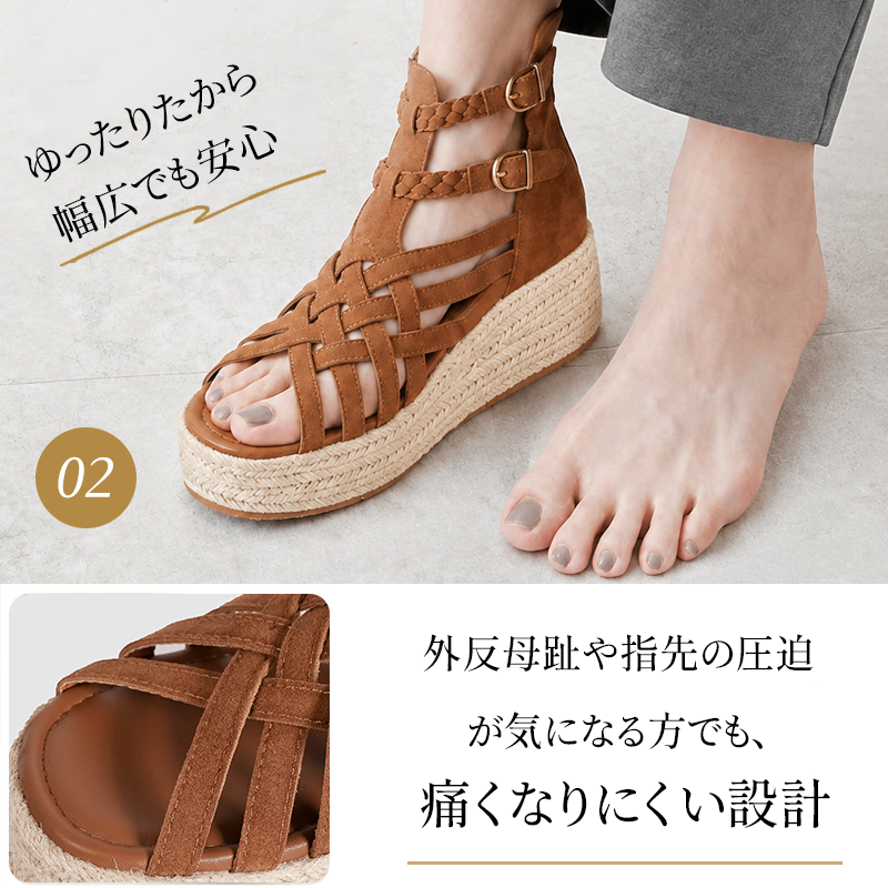 レトロ厚底本革ローマサンダル