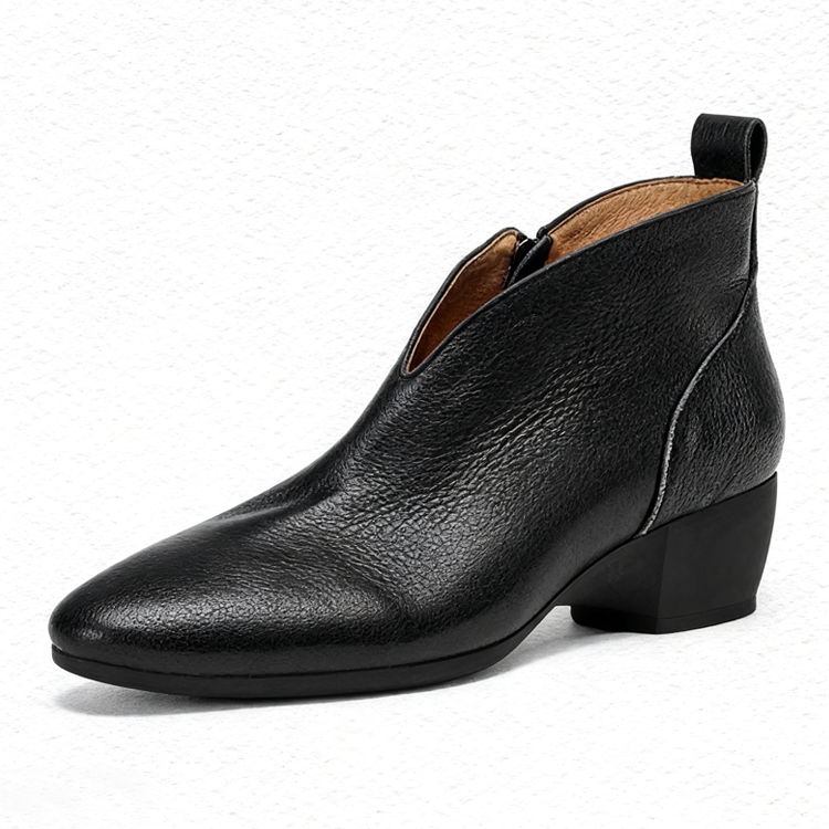 最高級ラムレザー V字カット アンクルブーツ レディース 本革 軽量 疲れにくい