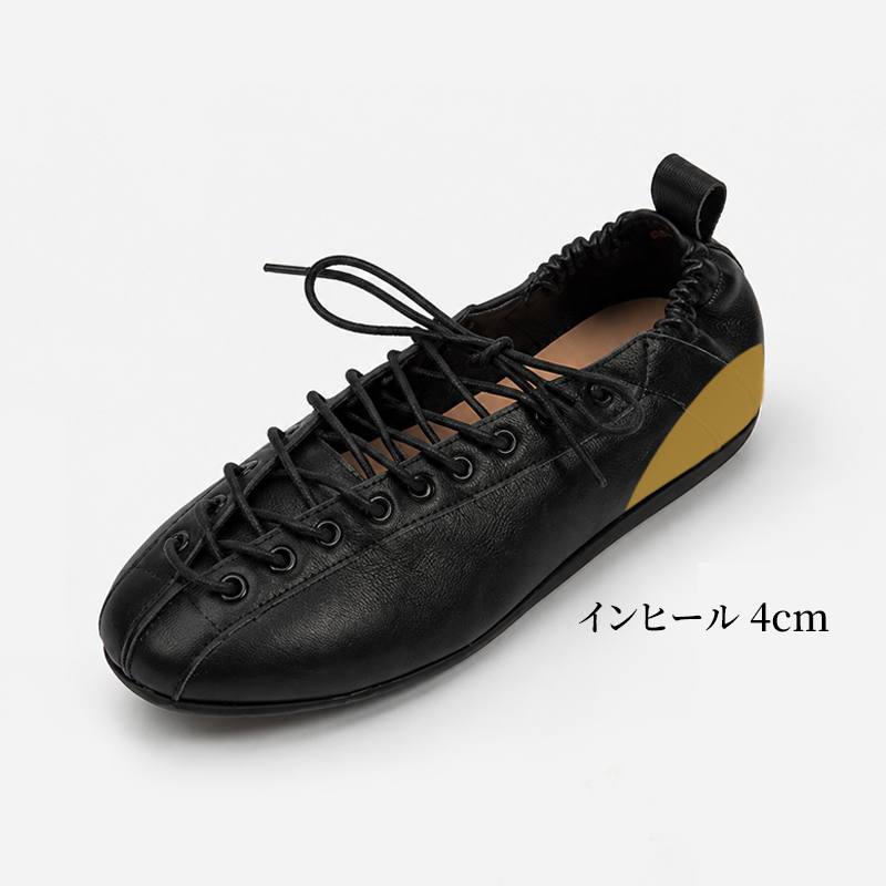 フランス風レースアップ編み込みフラットシューズ