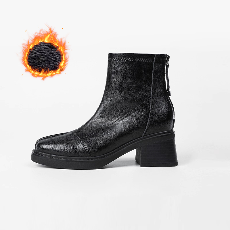 毎日履く人のための柔らか素材ショートブーツ｜スクエアトゥ・太めヒール・幅広対応・軽量