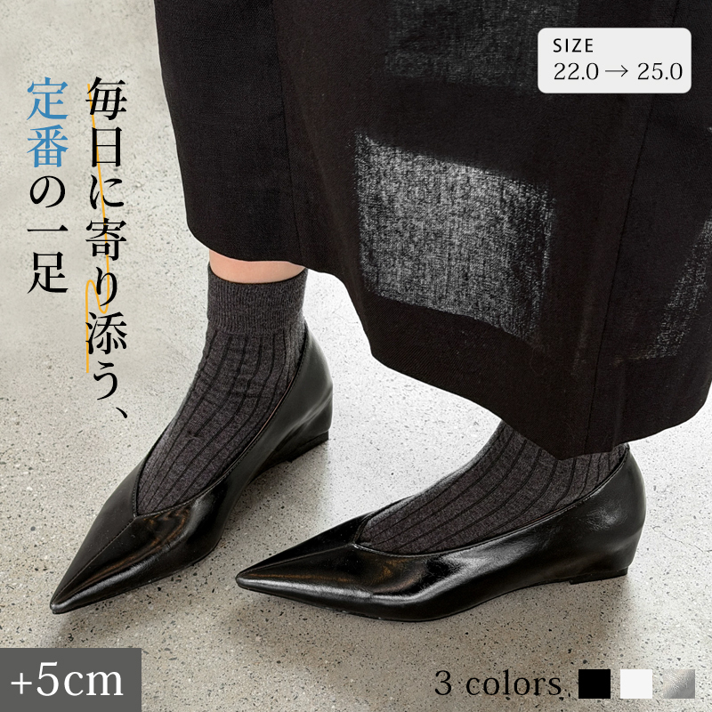 約 5cm ウェッジヒール Ｖカットポインテッドトゥパンプス アッパー＆インナー羊革仕立て 牛筋ソール 3 色展開 上質なレザーの質感 シンプルモダンスタイル デイリー・通勤・お出かけ兼用レディースシューズ