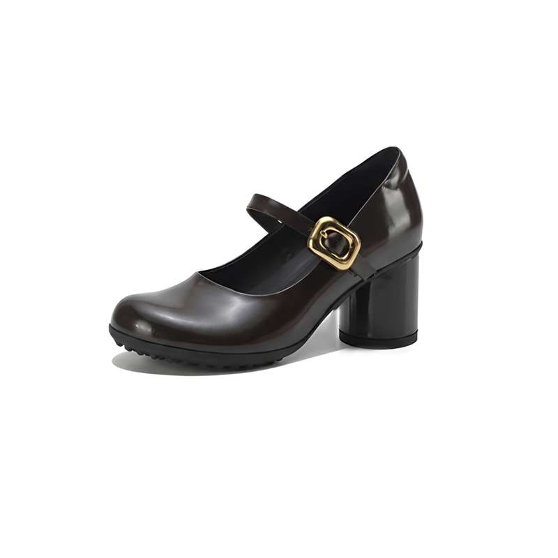 【新作】マンゴーヘッド マリージェーン シューズ 防滑ソール 5cm・7cmヒール 幅広 外反母趾対応 レディース 靴 通勤 おしゃれ 定番 2色