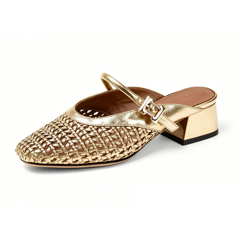 編みデザイン 太ヒールミュール