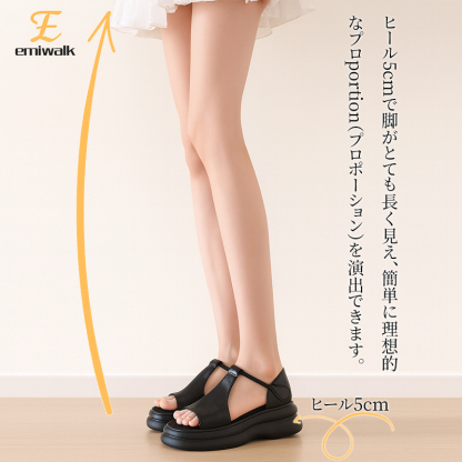 5cmヒールのサンダル｜幅広い足にもぴったり｜自然に脚を長く見せます - 1010253113 - emiwalk