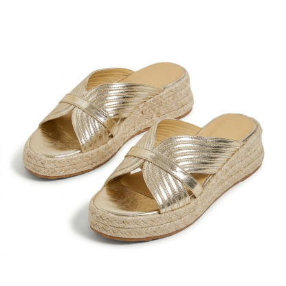 [Emiwalk] ジュート サンダル 厚底 4E 幅広 5cmヒール 軽量 ジュートサンダル 外反母趾 レディース