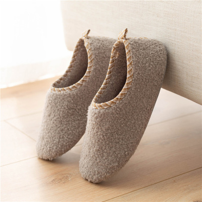 ボアスリッパ チェック柄パイピング