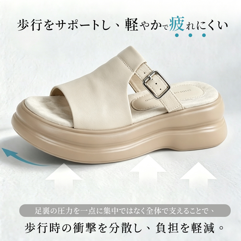 レディース美脚見えレトロな軽量厚底サンダル