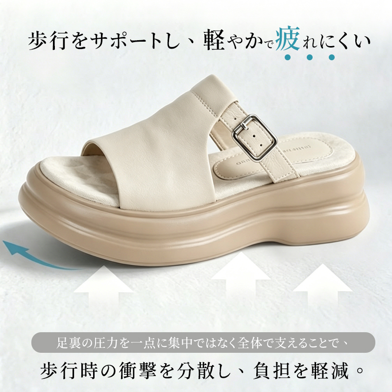 レディース美脚見えレトロな軽量厚底サンダル