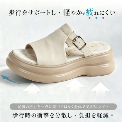 レディース美脚見えレトロな軽量厚底サンダル