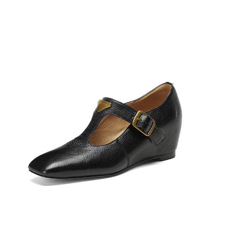 本革 羊皮 メアリージェーン ローファー インヒール5cm 歩きやすい 通勤 大人可愛い