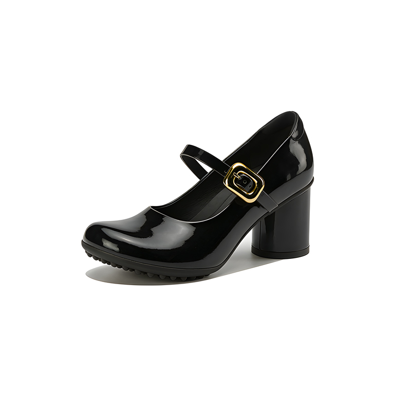 【新作】マンゴーヘッド マリージェーン シューズ 防滑ソール 5cm・7cmヒール 幅広 外反母趾対応 レディース 靴 通勤 おしゃれ 定番 2色