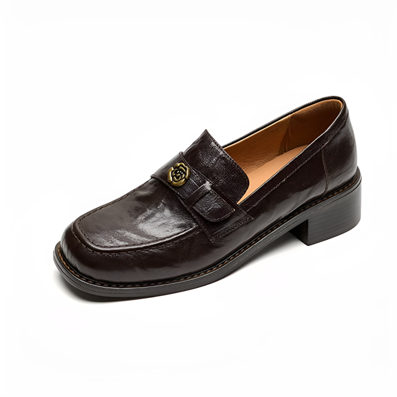Emiwalkシワ加工のサザンカ付きローファー - 1010815311 - emiwalk