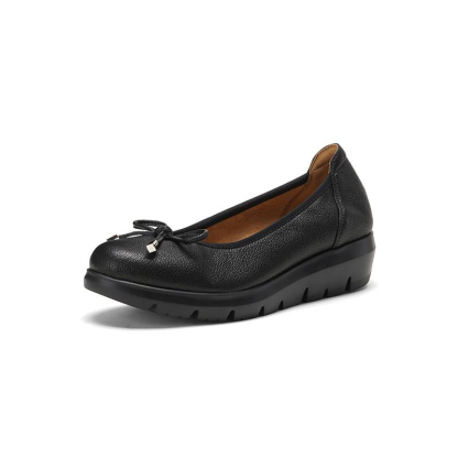 ふんわり軽量リボンラウンドトゥ厚底シューズ