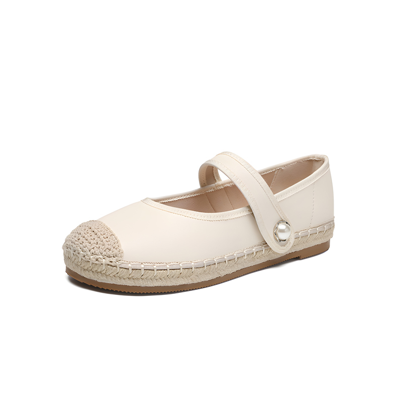 パール飾り フラットシューズ