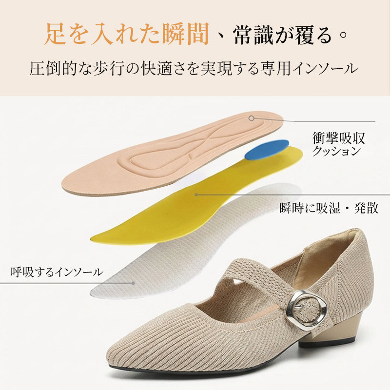 衝撃吸収インソール 構造図 呼吸するインソール 吸湿発散 快適な歩行サポート