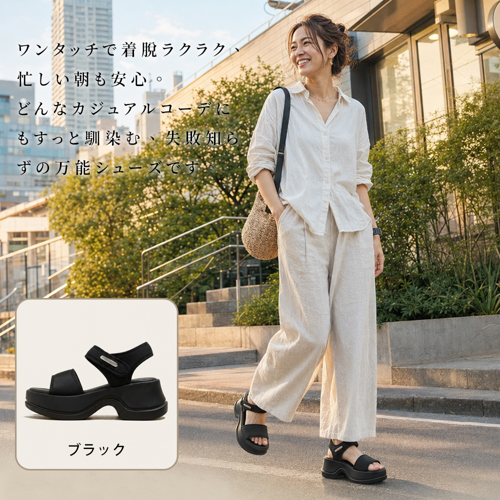 【驚きの超軽量★7cm厚底で美脚効果】スポーツサンダル レディース 厚底 クッション性抜群 衝撃吸収 サンダル スポサン 痛くない 走れる 疲れない 楽ちん 脱げない ストラップサンダル ビーチサンダル カジュアル アウトドア