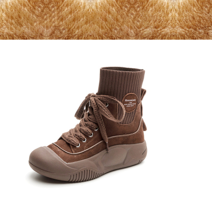 【秋冬新作】快適フィット・厚底クッション 高めの本革スニーカー - 1011230749 - emiwalk