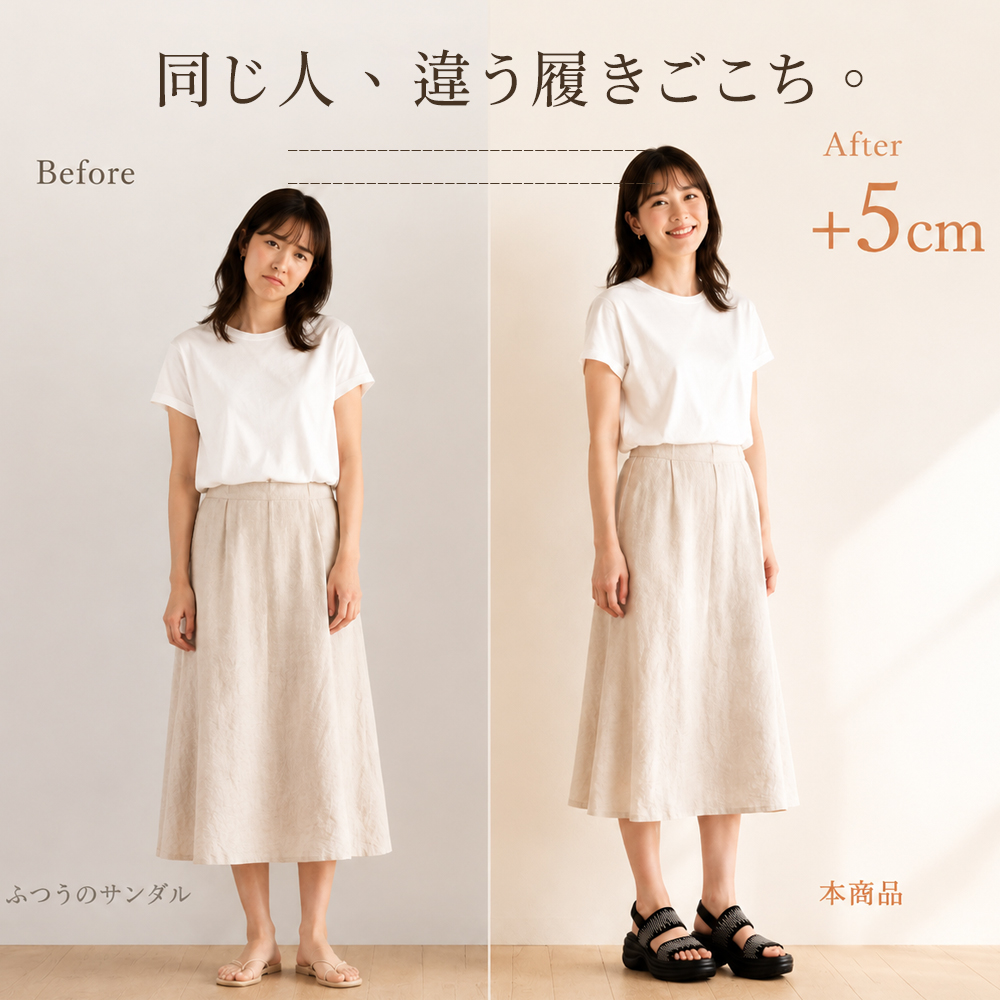 厚底・軽量・快適なサンダル