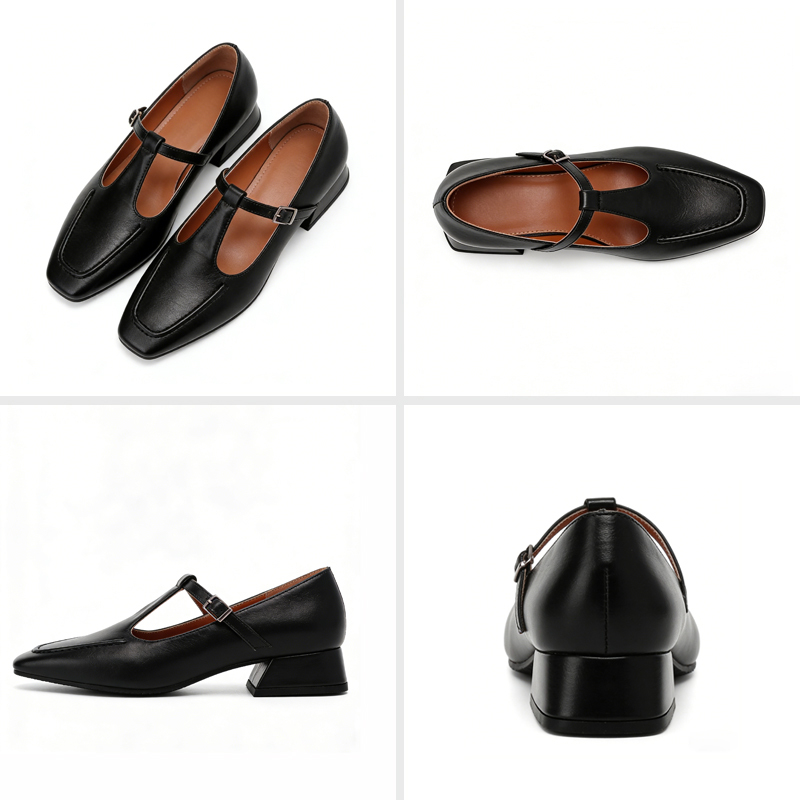 Eフレンチスクエアトゥレトロパンプス