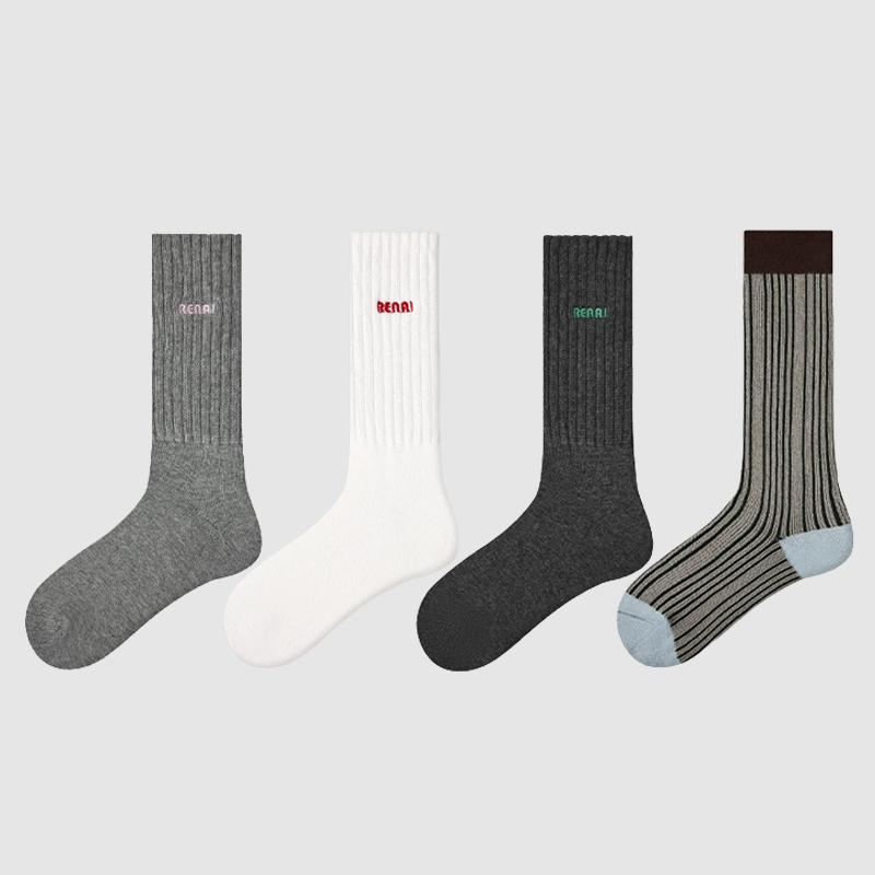 【85%コットン・15%カシミア】リブ編みソックス｜ふわふわで暖かく、肌に優しい上質な履き心地 - 1011247647 - emiwalk