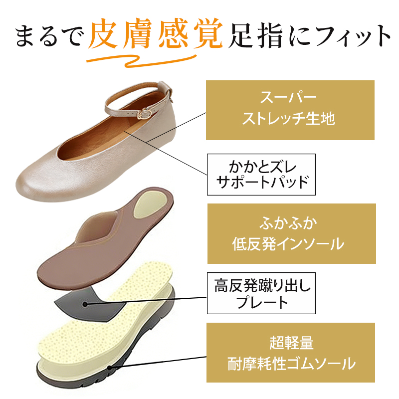 本革コンフォートパンプス 厚底 4E 幅広 痛くない 外反母趾 - Emiwalk
