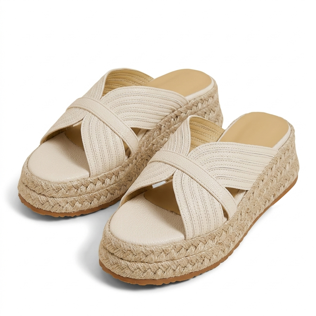 [Emiwalk] ジュート サンダル 厚底 4E 幅広 5cmヒール 軽量 ジュートサンダル 外反母趾 レディース