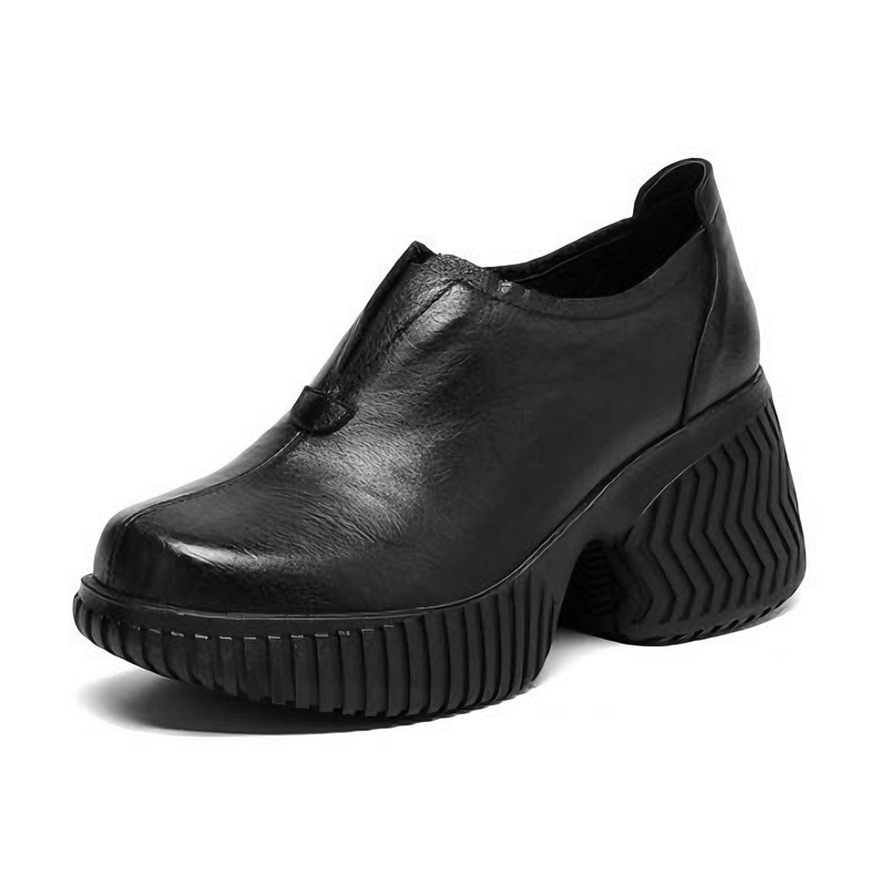 厚底ローファー ブラック 7.5cmヒール レディース 定番 通勤靴