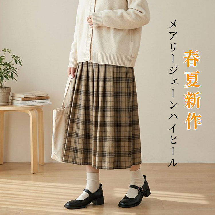 本革 牛革 メアリージェーン シューズ 6.5cm ヒール 歩きやすい 通勤 大人可愛い