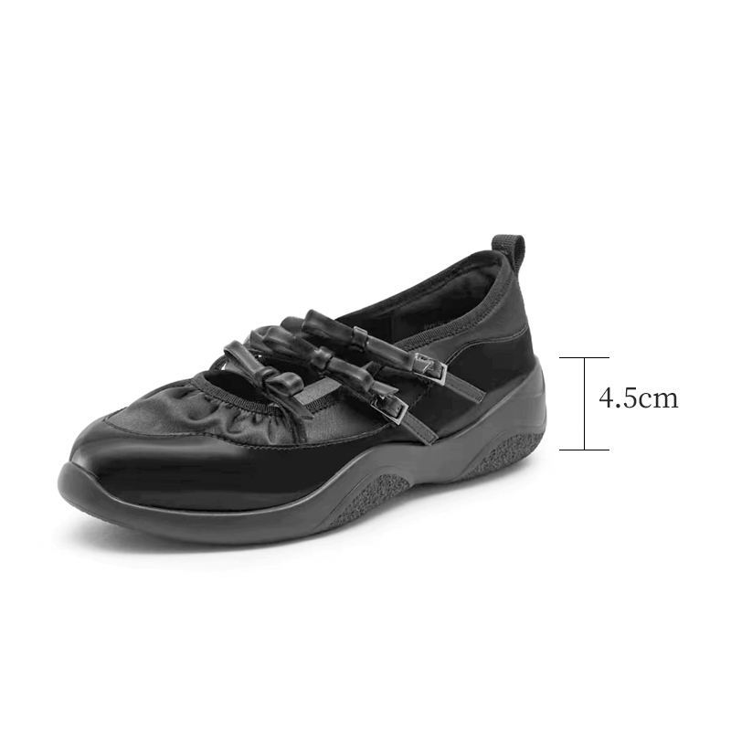 極美品⬛︎BEAMS⬛︎厚底メリージェーン⬛︎ブラック⬛︎レザー⬛︎24.5 軽量サテン厚底メリージェーンスニーカー 美脚効果 - Emiwalk – emiwalk