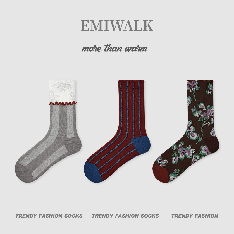 チェックドット柄ソックス-emiwalk