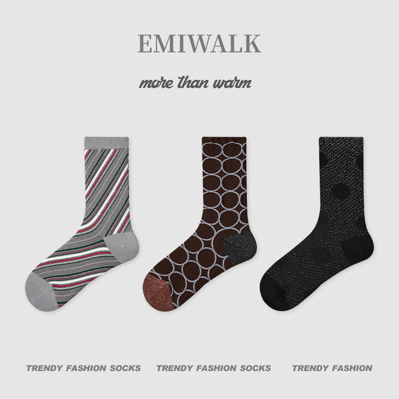 チェックドット柄ソックス-emiwalk