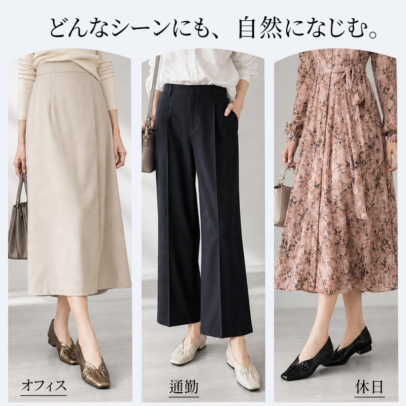羊革スクエアトゥパンプス シワデザイン 低チャンクヒール 柔らか本革 通勤・デイリー・旅行 履きやすいレディースシューズ                                                         