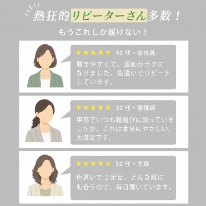 本革ウェッジソールパンプス お客様レビュー・着用イメージ