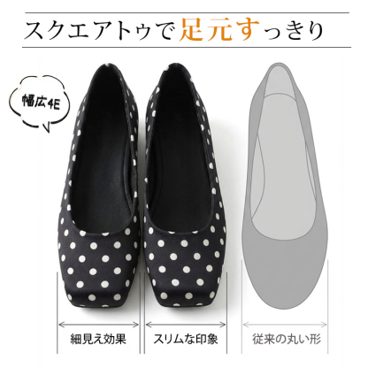 【クラシックドット＆4cmマイクロヒール】柔らか浅口パンプス｜痛くない・滑り止め・通勤＆日常万能・低身長さんも脚長効果・レトロで大人可愛い