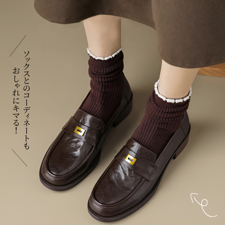 金具付きローファー｜通勤にぴったり、軽量で滑りにくい-emiwalk