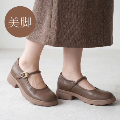 本革 メリージェーン パンプス ストラップ 2.5cmヒール 痛くない 柔らかい 牛革 日本監修 冠婚葬祭
