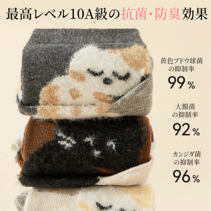 最高レベル10A級の抗菌・防臭効果の実証データ 黄色ブドウ球菌などへの高い抑制率説明