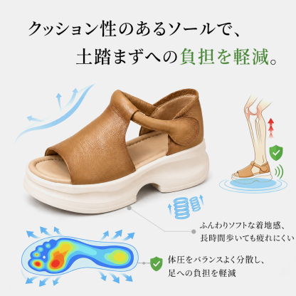 本革ウェッジソールサンダル