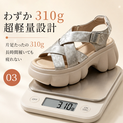 厚底プラットフォームサンダル|7.5cmヒールで脚長効果