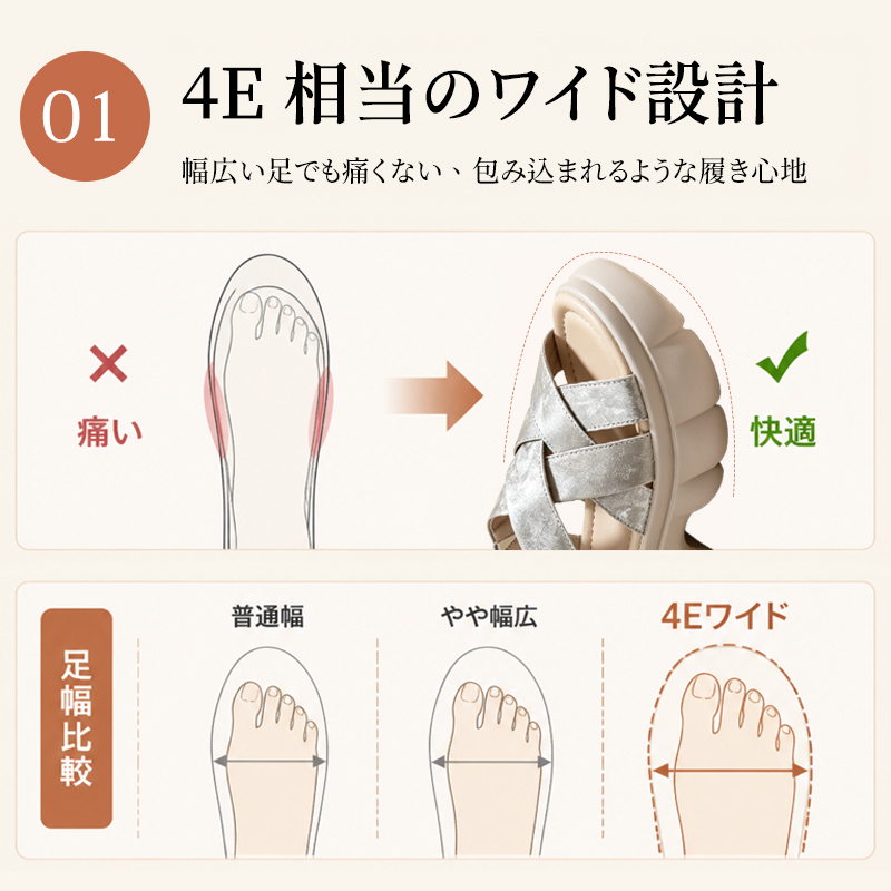 厚底プラットフォームサンダル|7.5cmヒールで脚長効果