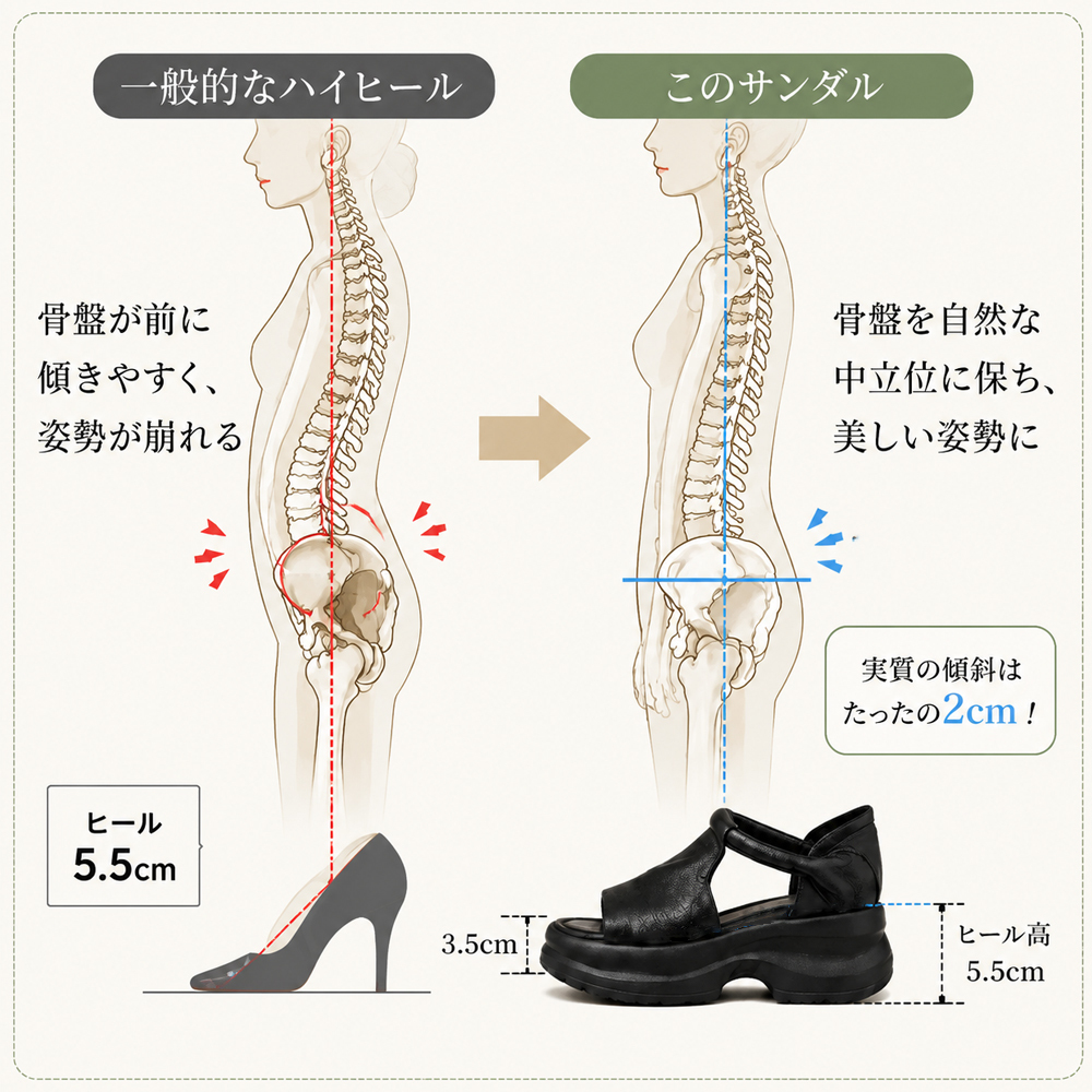 本革ウェッジソールサンダル