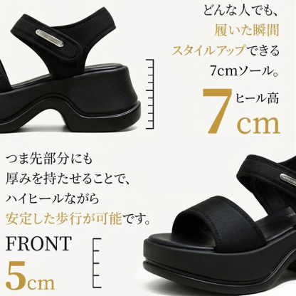 【驚きの超軽量★7cm厚底で美脚効果】スポーツサンダル レディース 厚底 クッション性抜群 衝撃吸収 サンダル スポサン 痛くない 走れる 疲れない 楽ちん 脱げない ストラップサンダル ビーチサンダル カジュアル アウトドア