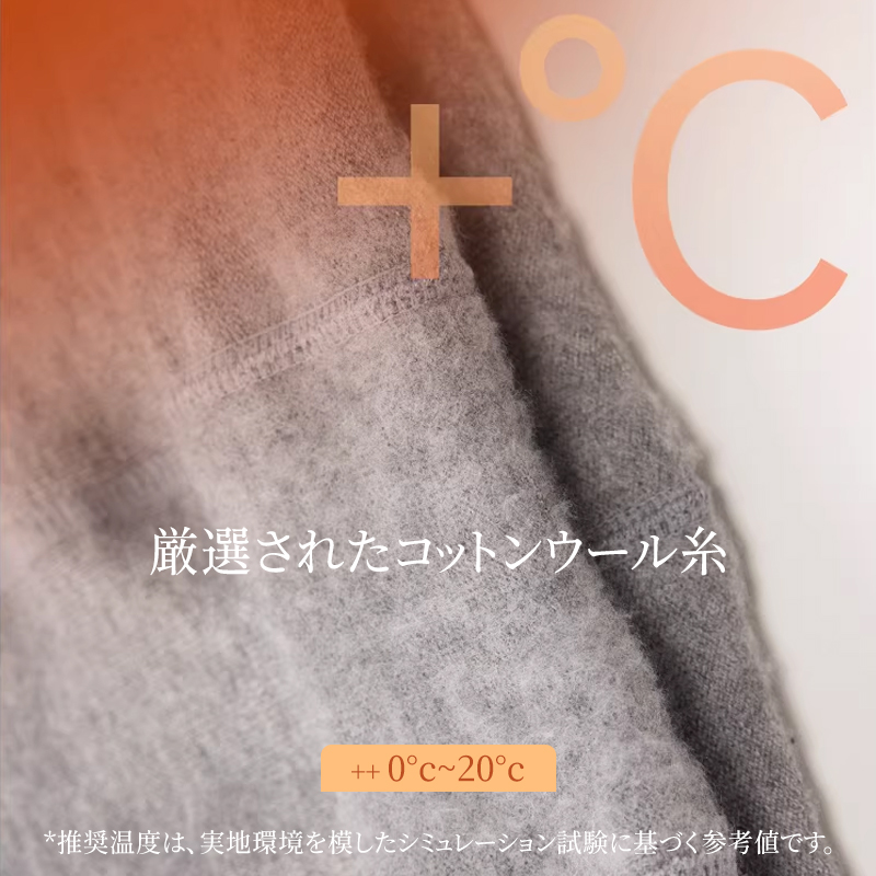 厳選されたコットンウール糸の裏起毛素材 保温性アップのテクスチャ