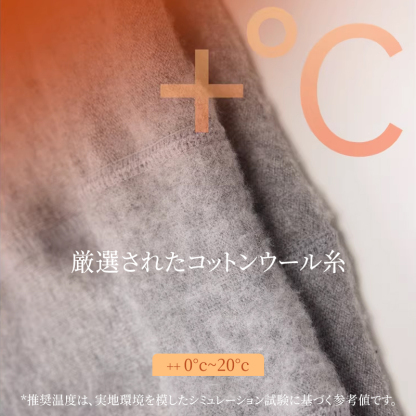厳選されたコットンウール糸の裏起毛素材 保温性アップのテクスチャ