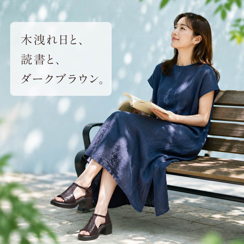 夏向けソフトレザー・オープントゥサンダル