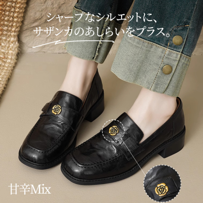 Emiwalkシワ加工のサザンカ付きローファー - 1010815311 - emiwalk