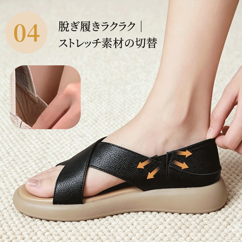 【極上の履き心地】 2way 厚底 サンダル レディース 幅広 4E ワイド設計 つっかけ スリッパ ストラップ 脱ぎ履きラクラク ストレッチ素材 痛くない 柔らかい 耐屈曲性