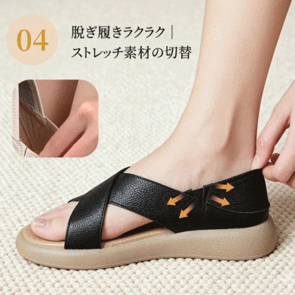 【極上の履き心地】 2way 厚底 サンダル レディース 幅広 4E ワイド設計 つっかけ スリッパ ストラップ 脱ぎ履きラクラク ストレッチ素材 痛くない 柔らかい 耐屈曲性