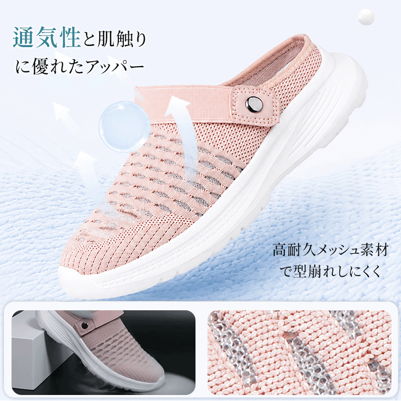 高耐久メッシュ素材の通気性と拡大ディテール