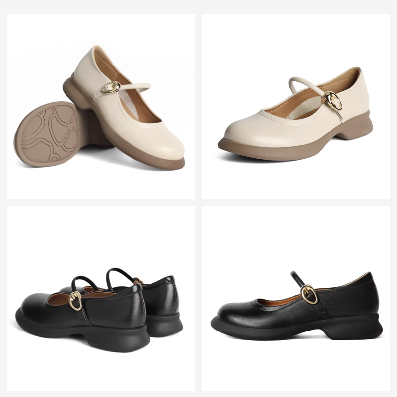 本革製・レトロスタイルのメアリージェーンシューズ